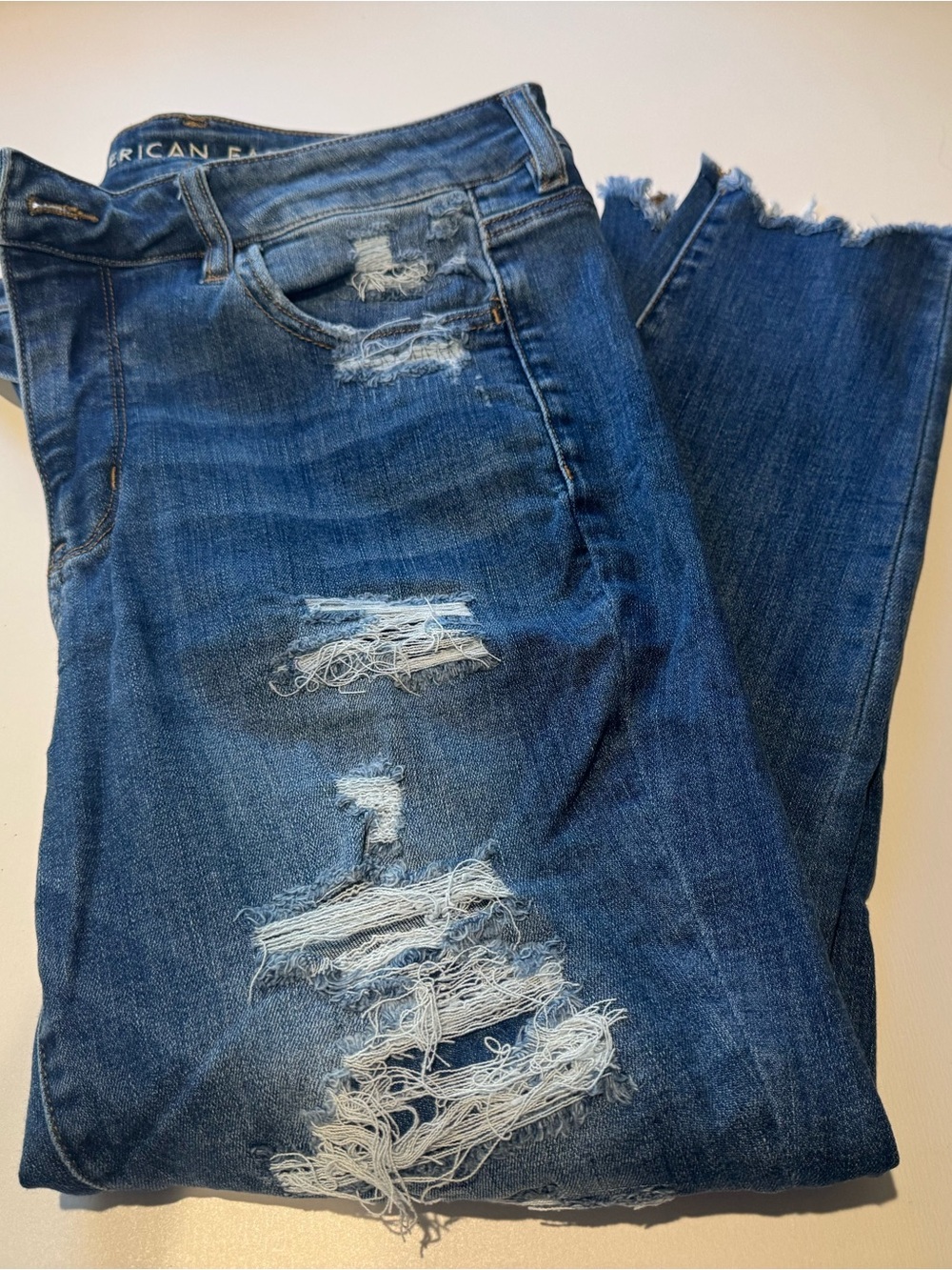 American Eagle Outfitters Distressed hi-rise jegging Crop Jeans Size 14